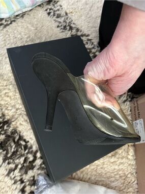 Yeezy Clear Vinyl and Black Suede Stiletto Pump